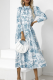 Fashion Elegant Tie Dye Split Joint Frenulum Stringy Selvedge Collar A Line Dresses