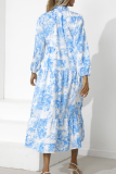 Fashion Elegant Tie Dye Split Joint Frenulum Stringy Selvedge Collar A Line Dresses