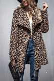 Fashion Casual Leopard Cardigan Turndown Collar Outerwear