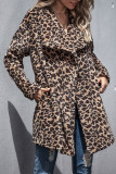 Fashion Casual Leopard Cardigan Turndown Collar Outerwear