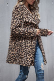 Fashion Casual Leopard Cardigan Turndown Collar Outerwear