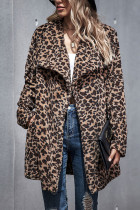 Fashion Casual Leopard Cardigan Turndown Collar Outerwear
