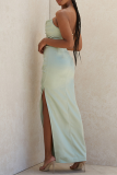 Fashion Elegant Solid Slit Fold Strapless Evening Dress Dresses