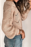 Casual Solid Hollowed Out Split Joint O Neck Tops