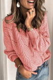 Casual Solid Hollowed Out Split Joint O Neck Tops