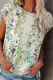 Fashion Street Print Split Joint O Neck T-Shirts