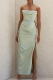 Fashion Elegant Solid Slit Fold Strapless Evening Dress Dresses