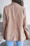 Casual Solid Split Joint Buckle Turn-back Collar Outerwear