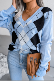 Casual Geometric Split Joint V Neck Tops