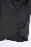 Fashion Elegant Solid Split Joint Fold Turndown Collar Pencil Skirt Dresses