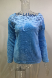 Casual Solid Lace Hollowed Out Off the Shoulder Tops Sweater