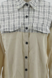 Casual Plaid Split Joint Buckle Outerwear