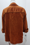 Casual Street Solid Buckle Turndown Collar Tops