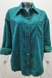 Casual Street Solid Buckle Turndown Collar Tops