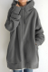 Casual Solid Draw String Pocket Zipper Hooded Collar Tops