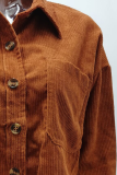 Casual Street Solid Buckle Turndown Collar Tops