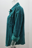 Casual Street Solid Buckle Turndown Collar Tops