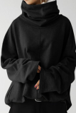 Casual Solid Patchwork Pocket Turtleneck Tops