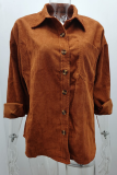 Casual Street Solid Buckle Turndown Collar Tops