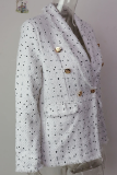 Casual Plaid Split Joint Buckle Turndown Collar Outerwear