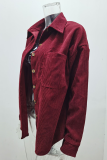 Casual Street Solid Buckle Turndown Collar Tops