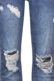 Casual Solid Tassel Ripped Pencil Bottoms