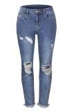 Casual Solid Tassel Ripped Pencil Bottoms