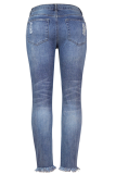 Casual Solid Tassel Ripped Pencil Bottoms
