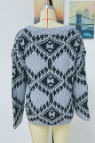 Casual Geometric Split Joint  Contrast V Neck Tops