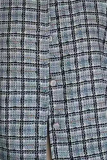 Casual Plaid Buckle O Neck Outerwear