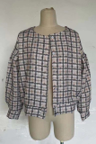 Casual Plaid Buckle O Neck Outerwear