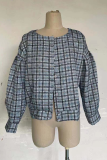 Casual Plaid Buckle O Neck Outerwear