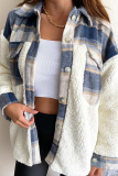 Casual Plaid Leopard Pocket Buckle Turndown Collar Outerwear