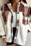 Casual Plaid Leopard Pocket Buckle Turndown Collar Outerwear