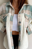 Casual Plaid Leopard Pocket Buckle Turndown Collar Outerwear