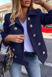 Casual Solid Patchwork Buckle Turndown Collar Outerwear