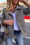 Casual Solid Patchwork Buckle Turndown Collar Outerwear