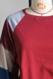 Casual Striped Patchwork Contrast O Neck Tops