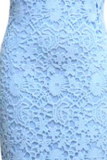 Fashion Elegant Solid Lace Hollowed Out O Neck Pencil Skirt Dresses