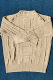 Casual Solid Patchwork Buckle Half A Turtleneck Tops