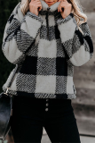 Fashion Street Plaid Split Joint Zipper Turtleneck Tops