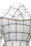 Fashion Elegant Plaid With Belt Asymmetrical Turndown Collar Outerwear