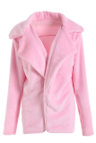 Fashion Elegant Solid Split Joint Basic Turndown Collar Outerwear