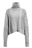 Fashion Casual Solid Split Joint Turtleneck Tops Sweater