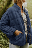 Casual Solid Pocket Zipper Mandarin Collar Outerwear