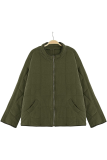 Casual Solid Pocket Zipper Mandarin Collar Outerwear