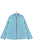 Casual Solid Pocket Zipper Mandarin Collar Outerwear