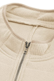 Casual Solid Pocket Zipper Mandarin Collar Outerwear