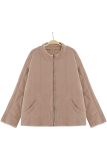 Casual Solid Pocket Zipper Mandarin Collar Outerwear