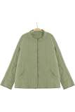 Casual Solid Pocket Zipper Mandarin Collar Outerwear